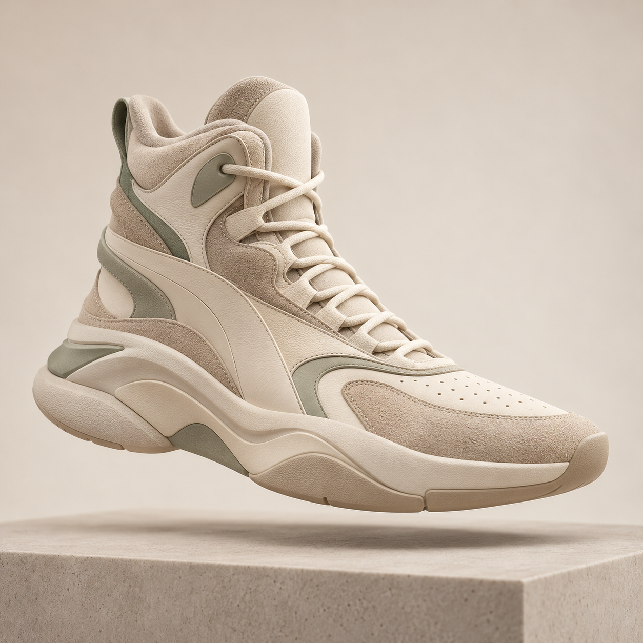 Ivory sculptural high-top sneaker, fictional sample auction item